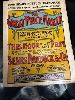 Sears Roebuck Vintage Catalog Poster - Yellow & Red